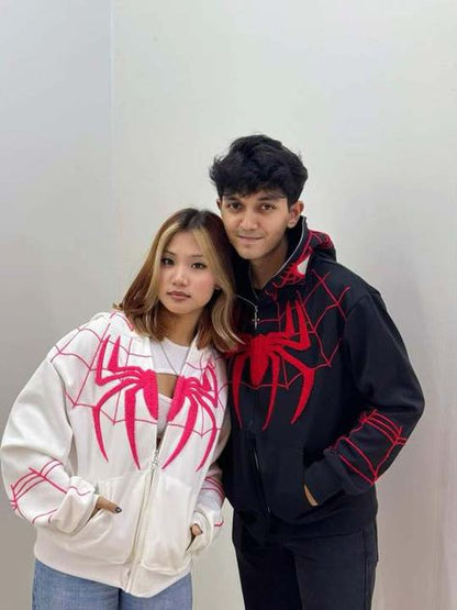 White Spiderman  Unisex Hoodie by Stylestitch