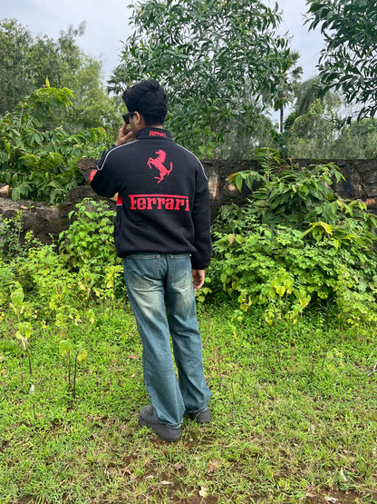 F1 Black Ferrari Jacket – F1-Inspired Streetwear by Stylestitch