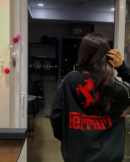 F1 BLACK PARACHUTE FERRARI UNISEX RACING JACKET BY STYLESTITCH