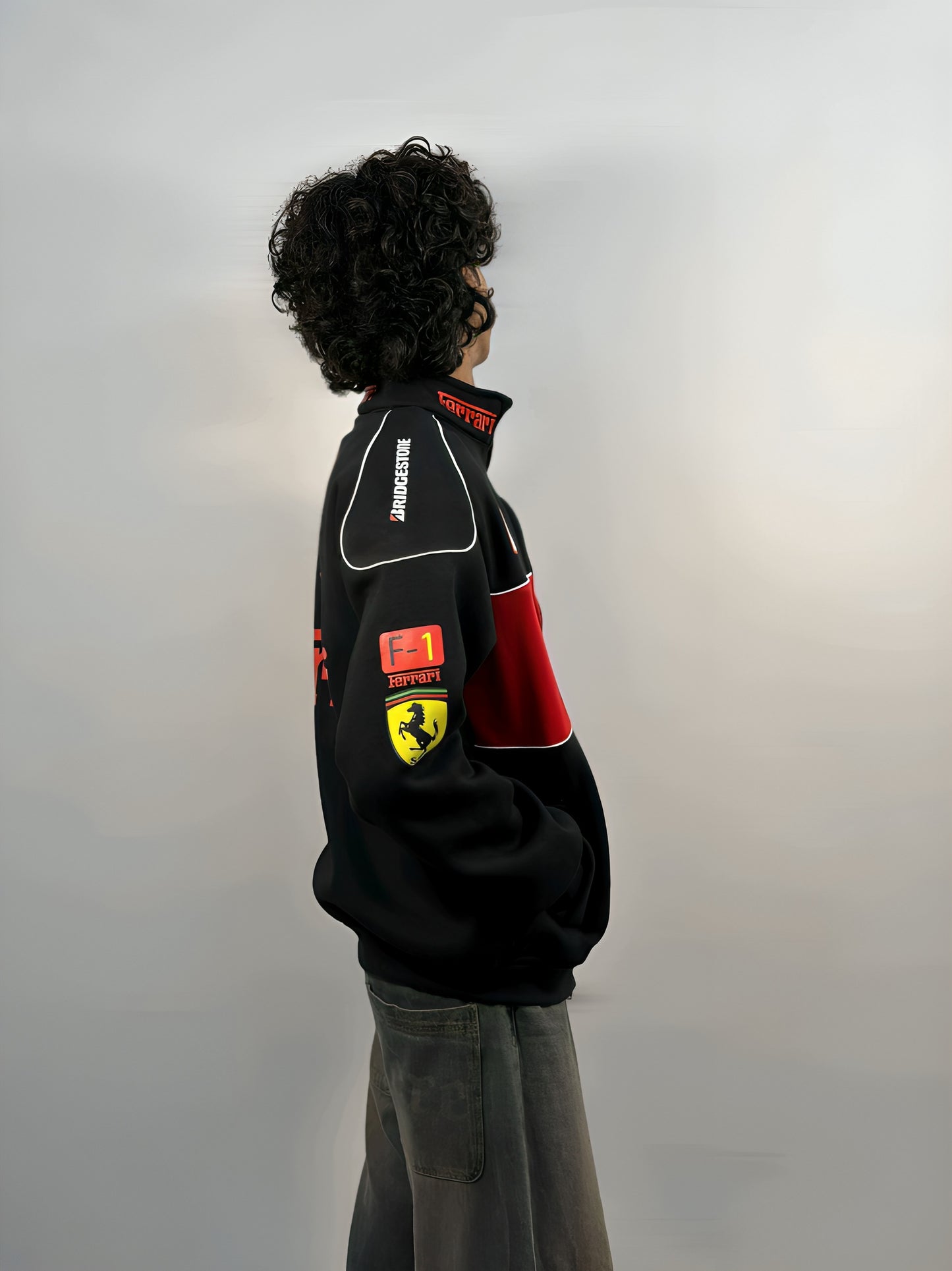 F1 BLACK FERRARI UNISEX RACING JACKET BY STYLESTITCH I DTF