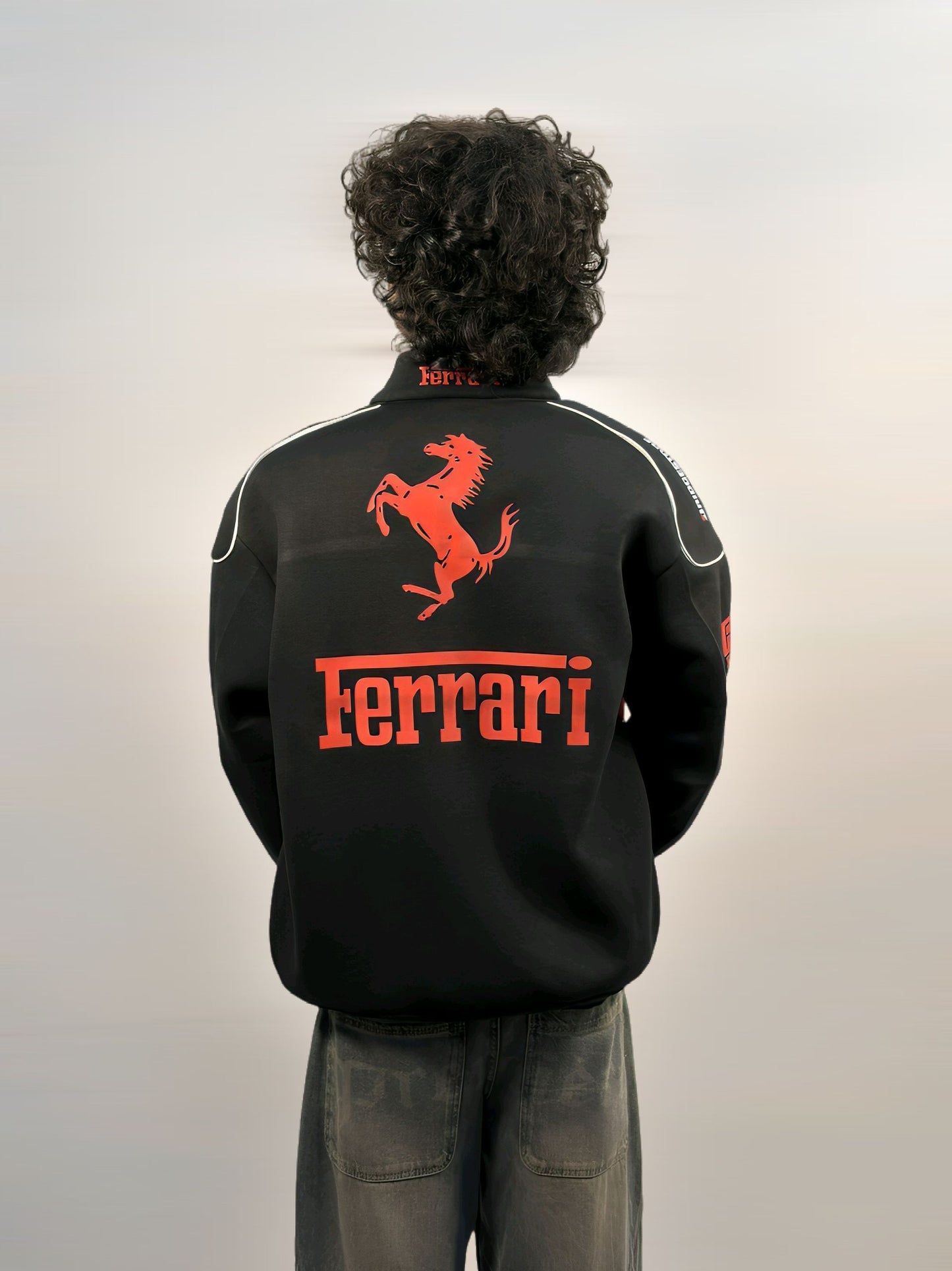 F1 BLACK FERRARI UNISEX RACING JACKET BY STYLESTITCH I DTF