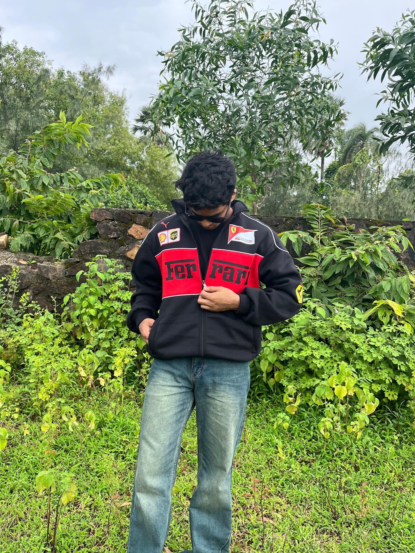 F1 Black Ferrari Jacket – F1-Inspired Streetwear by Stylestitch