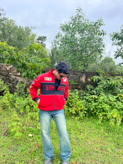 F1 Red Ferrari Jacket – F1-Inspired Streetwear by Stylestitch