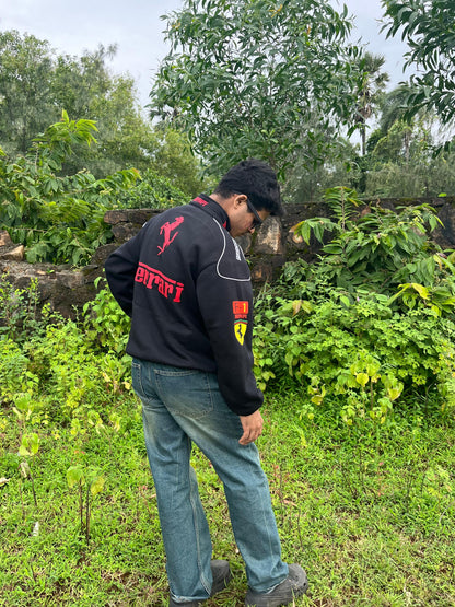 F1 Black Ferrari Jacket – F1-Inspired Streetwear by Stylestitch