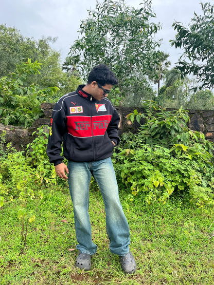 F1 Black Ferrari Jacket – F1-Inspired Streetwear by Stylestitch