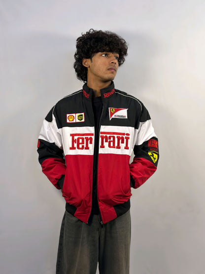 Trio Ferrari Embroidered Jacket For Unisex Iconic Streetwear by Stylestitch