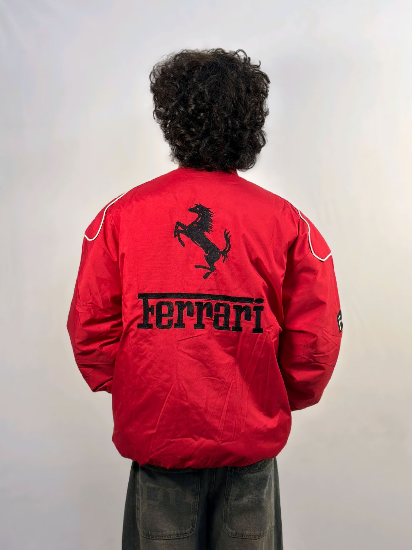Racing Red Puffer Embroidery unisex Jacket l stylestitch