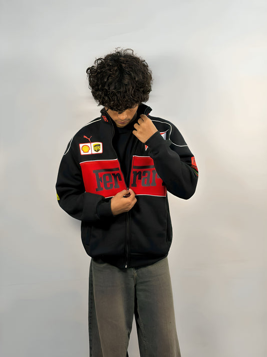 F1 BLACK FERRARI UNISEX RACING JACKET BY STYLESTITCH I DTF