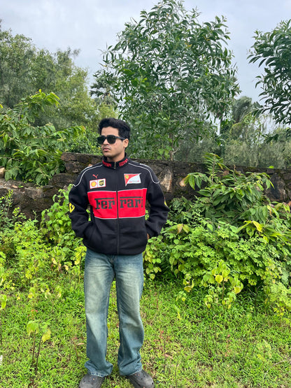 F1 Black Ferrari Jacket – F1-Inspired Streetwear by Stylestitch