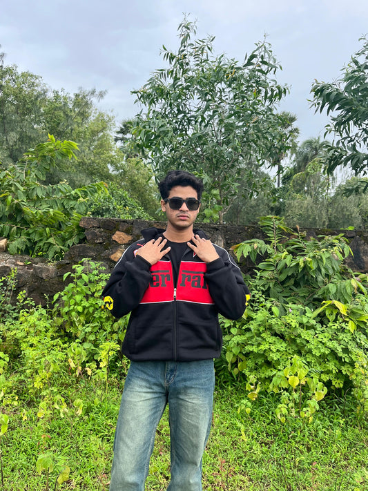 F1 Black Ferrari Jacket – F1-Inspired Streetwear by Stylestitch