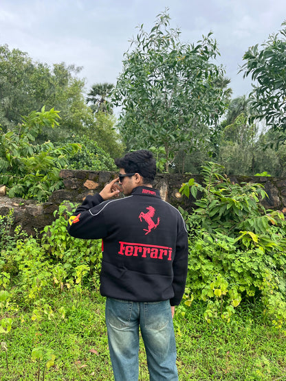 F1 Black Ferrari Jacket – F1-Inspired Streetwear by Stylestitch