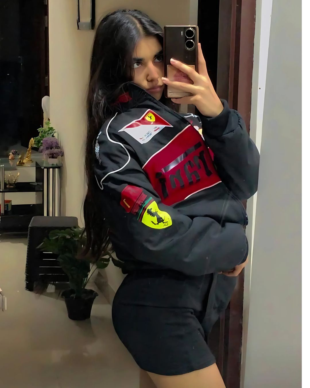F1 BLACK PARACHUTE FERRARI UNISEX RACING JACKET BY STYLESTITCH
