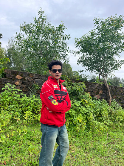 F1 Red Ferrari Jacket – F1-Inspired Streetwear by Stylestitch