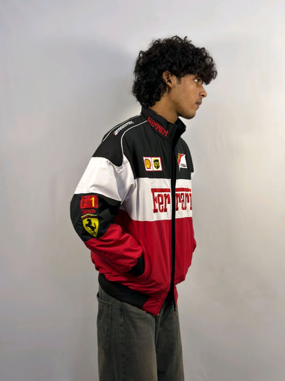 Trio Ferrari Embroidered Jacket For Unisex Iconic Streetwear by Stylestitch