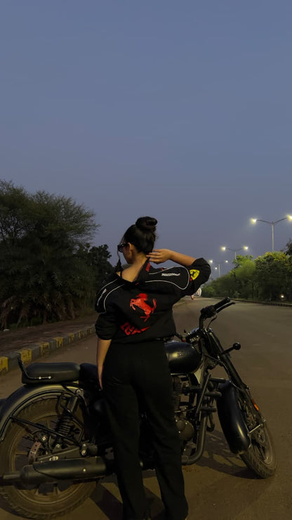 F1 BLACK TURBO FERRARI UNISEX RACING JACKET BY STYLESTITCH